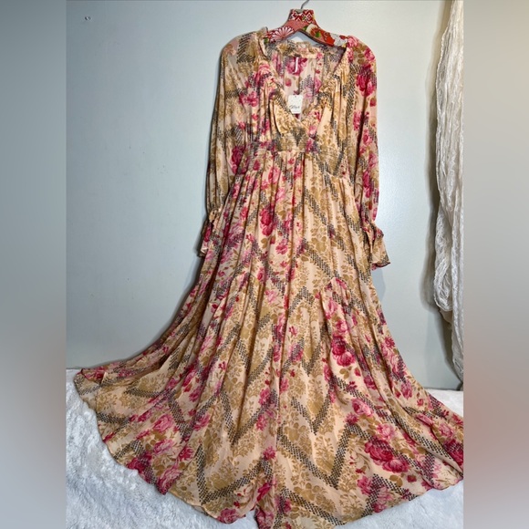 Free People Lena Printed Ethereal Billowy Ruffles Midi Dress - Picture 4 of 7